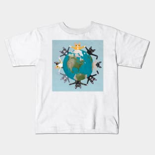 Cats Love the Earth Kids T-Shirt